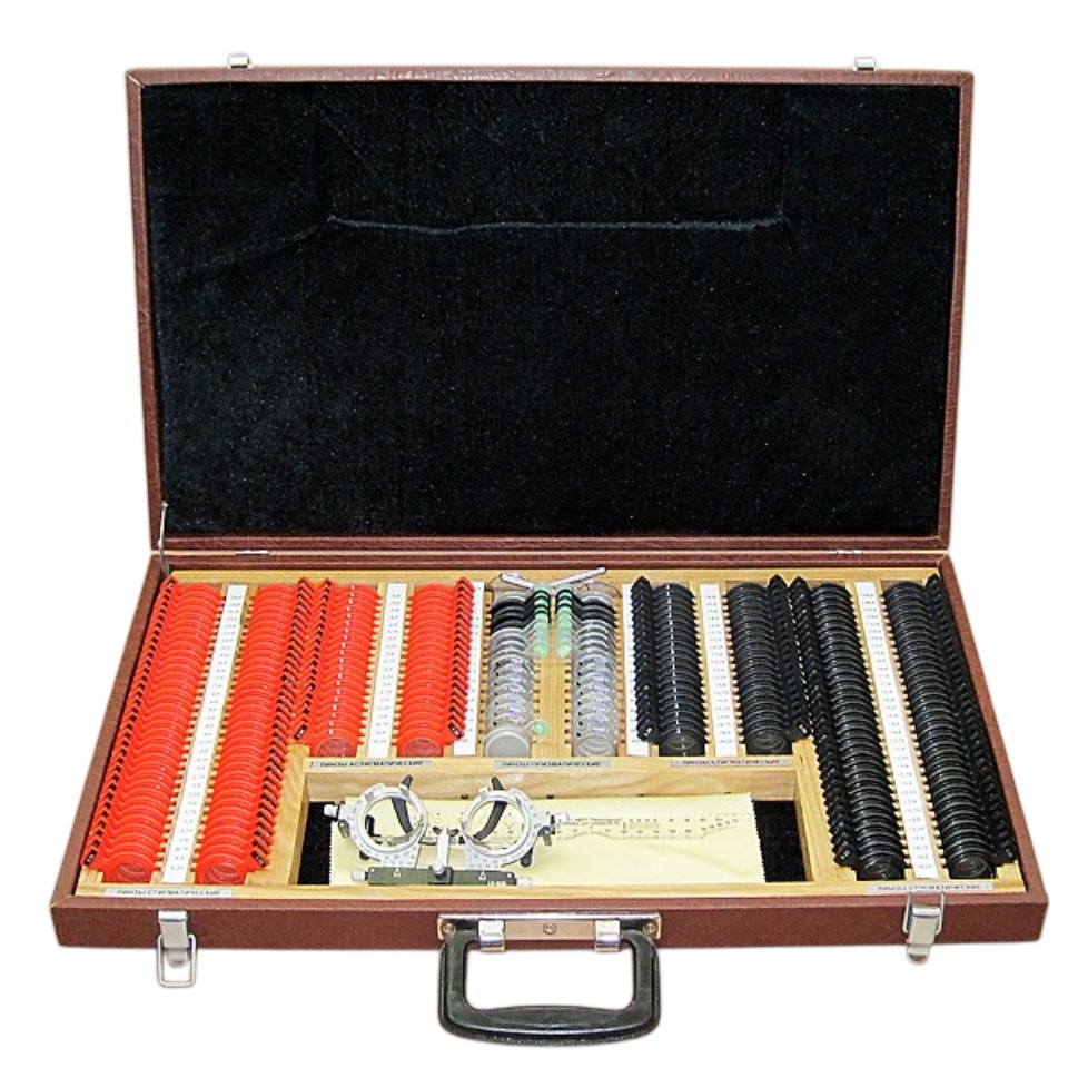 Средний набор пробных очковых линз и призм Техноаргус НС-277-01  с пробной универсальной оправой Техноаргус ОПУ-01: фотографии